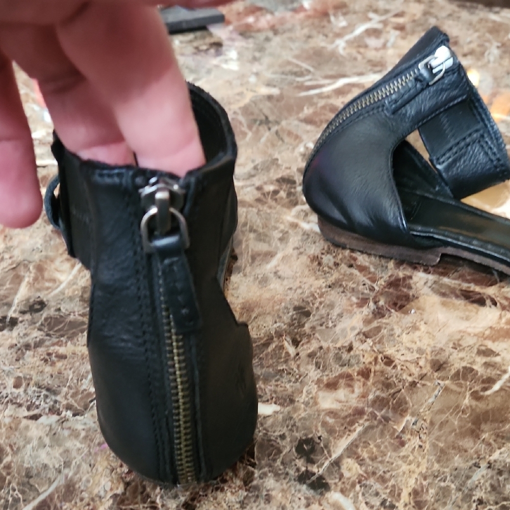 Frye Black Leather Ankle Strap Sandals - Picture 5 of 7